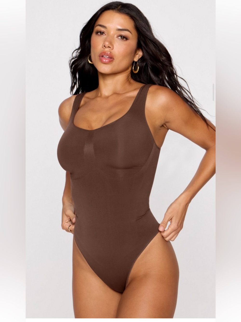 NWT Yitty Nearly Naked Shaping Thong Bodysuit Bossed Up Brown Seamless size M/L